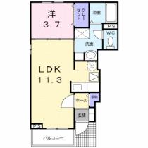 ウエストヒルズＤ 101 ｜ 香川県高松市西山崎町（賃貸アパート1LDK・1階・37.13㎡） その2