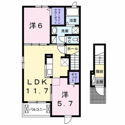 クラール春日Ｂ 201 ｜ 香川県高松市春日町（賃貸アパート2LDK・2階・56.68㎡） その2