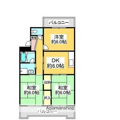 鳴瀬マンション 303｜香川県高松市高松町(賃貸マンション3DK・3階・59.47㎡)の写真 その2