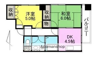 香川県高松市栗林町２丁目(賃貸マンション2DK・6階・43.60㎡)の写真 その2