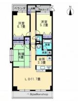 香川県高松市松島町３丁目（賃貸マンション3LDK・2階・78.73㎡） その2