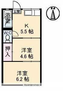 香川県高松市花園町３丁目(賃貸アパート2K・1階・32.48㎡)の写真 その2