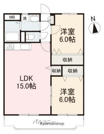 香川県高松市林町(賃貸マンション2LDK・1階・60.03㎡)の写真 その2