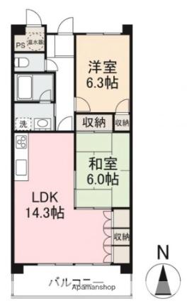 香川県東かがわ市中筋(賃貸マンション2LDK・2階・62.12㎡)の写真 その2