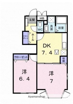 香川県高松市高松町(賃貸アパート2DK・1階・47.89㎡)の写真 その2