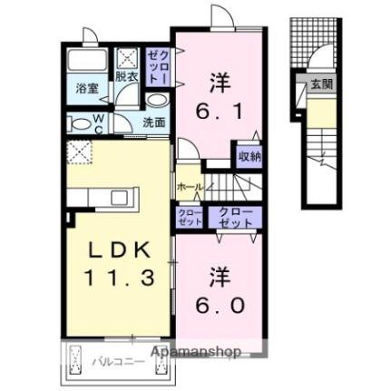 香川県高松市元山町(賃貸アパート2LDK・2階・57.07㎡)の写真 その2