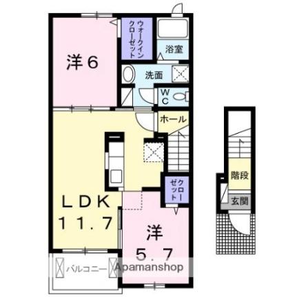 香川県高松市木太町（賃貸アパート2LDK・2階・56.68㎡） その2