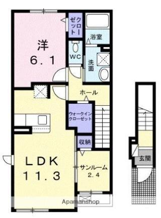 香川県高松市国分寺町国分(賃貸アパート1LDK・2階・50.96㎡)の写真 その2