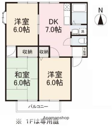 グリーンヒルズ玉藻II B202｜香川県高松市上福岡町(賃貸アパート3DK・2階・50.90㎡)の写真 その2
