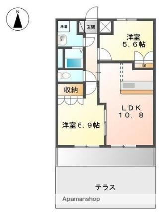 ルーラル 103｜香川県東かがわ市西村(賃貸アパート2LDK・1階・54.00㎡)の写真 その2