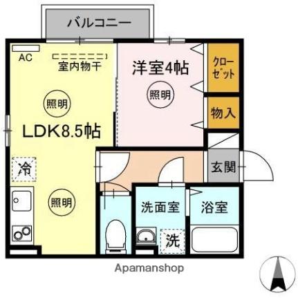 シャレーム田園 205 ｜ 香川県高松市屋島西町（賃貸アパート1LDK・2階・32.77㎡） その2