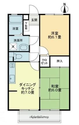 フォブールタウン成合Ｂ棟 B103｜香川県高松市成合町(賃貸アパート2DK・1階・44.72㎡)の写真 その2