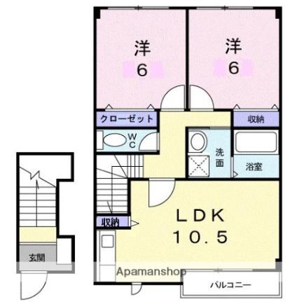 アロッジオＫ3　Ｂ 202｜香川県高松市川部町(賃貸アパート2LDK・2階・56.48㎡)の写真 その2