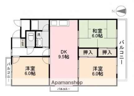 香川県高松市屋島中町(賃貸マンション3LDK・3階・57.00㎡)の写真 その2