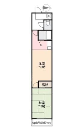 香川県高松市栗林町１丁目(賃貸マンション2DK・4階・39.15㎡)の写真 その2