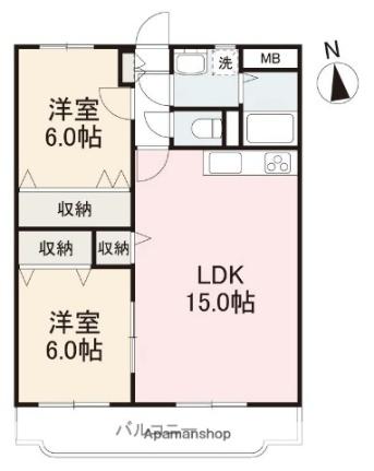 香川県高松市林町(賃貸マンション2LDK・2階・60.03㎡)の写真 その2