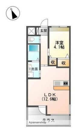 香川県高松市勅使町(賃貸マンション1LDK・1階・41.29㎡)の写真 その2