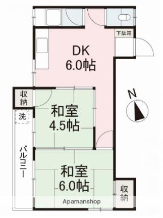 香川県高松市東浜町１丁目(賃貸マンション2DK・3階・37.26㎡)の写真 その2