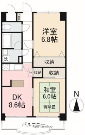 香川県高松市亀田町(賃貸マンション2DK・3階・52.25㎡)の写真 その2