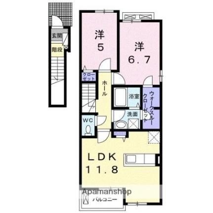 香川県高松市上天神町（賃貸アパート2LDK・2階・58.63㎡） その2