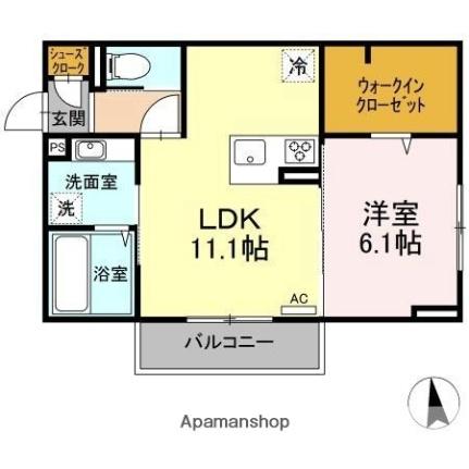 香川県高松市西ハゼ町(賃貸アパート1LDK・3階・45.29㎡)の写真 その2