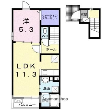 香川県高松市元山町(賃貸アパート1LDK・2階・43.47㎡)の写真 その2