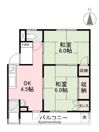 弾正原ビル 102｜香川県高松市錦町１丁目(賃貸マンション2DK・1階・47.10㎡)の写真 その2