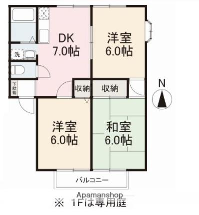 グリーンヒルズ玉藻II A101｜香川県高松市上福岡町(賃貸アパート3DK・1階・50.90㎡)の写真 その2