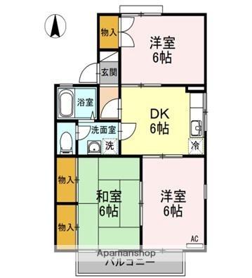 サンタウン鬼無 201｜香川県高松市鬼無町是竹(賃貸アパート3DK・2階・53.60㎡)の写真 その2