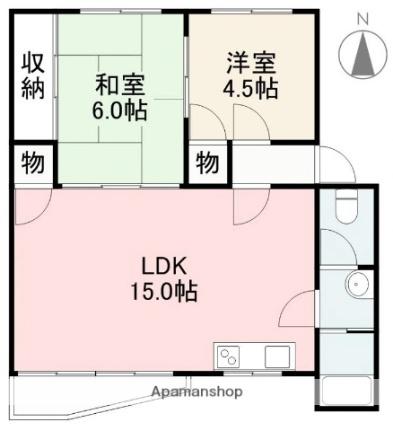 第一コーポ浅田 403｜香川県高松市高松町(賃貸マンション2LDK・4階・51.63㎡)の写真 その2