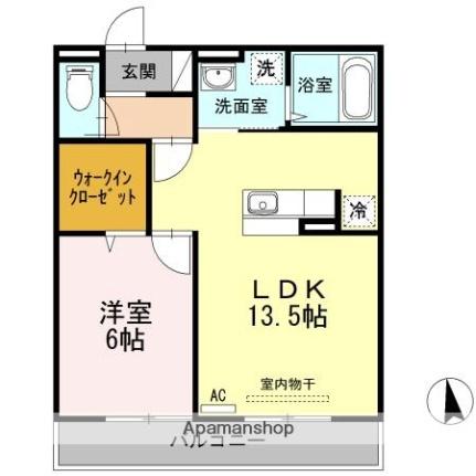 Ｄーｒｏｏｍ　Ｒｉａｇｅ 302｜香川県高松市林町(賃貸アパート1LDK・3階・46.91㎡)の写真 その2