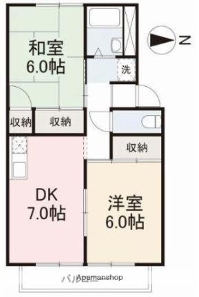 テンダーネスコーポI　2階 205｜香川県高松市屋島西町(賃貸アパート2DK・2階・45.15㎡)の写真 その2