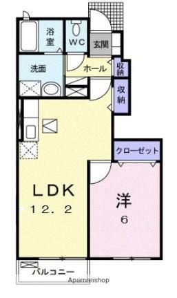 サニーサイド　ハウス　森Ｅ 102｜香川県高松市鹿角町(賃貸アパート1LDK・1階・43.86㎡)の写真 その2