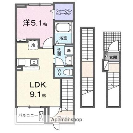 クラール元山駅前Ｂ 303｜香川県高松市元山町(賃貸アパート1LDK・3階・42.20㎡)の写真 その2