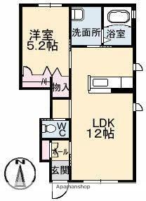 シャーメゾンＭ A101 ｜ 香川県高松市木太町（賃貸アパート1LDK・1階・41.57㎡） その2