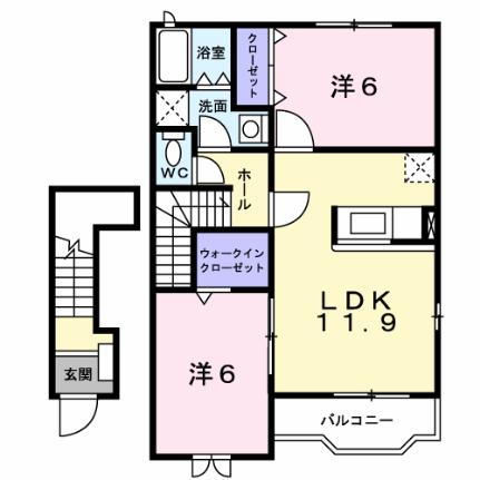 グリーンヒルズ　Ａ 203｜香川県丸亀市土器町西８丁目(賃貸アパート2LDK・2階・58.80㎡)の写真 その2