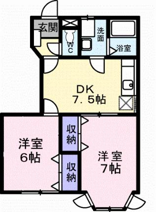 ヌーベル稲木　Ａ 102｜香川県善通寺市稲木町(賃貸アパート2DK・1階・46.06㎡)の写真 その2