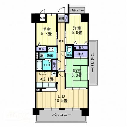 ルミナスＭＩＺＵＨＯ京町 601｜香川県坂出市京町３丁目(賃貸マンション3LDK・6階・68.10㎡)の写真 その2