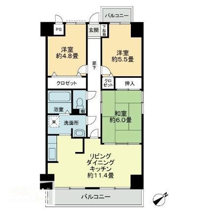 プラージュ司 101｜香川県綾歌郡宇多津町浜八番丁(賃貸マンション3LDK・1階・66.34㎡)の写真 その2