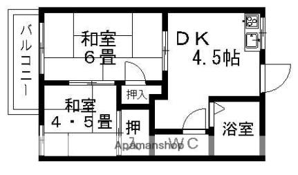 グリーンハイツ和泉 105｜愛媛県松山市和泉南１丁目(賃貸アパート2DK・1階・30.66㎡)の写真 その2