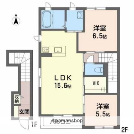 愛媛県松山市久万ノ台(賃貸アパート2LDK・2階・68.63㎡)の写真 その2