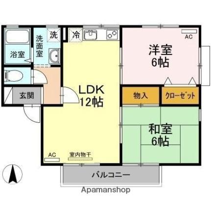 サザンコーポラス　III 102 ｜ 愛媛県松山市土居田町（賃貸アパート2LDK・1階・53.76㎡） その2