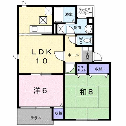 ＣＲＥＳＴＡＬＬ　ＫＢ 103｜愛媛県松山市鷹子町(賃貸アパート2LDK・1階・56.34㎡)の写真 その2