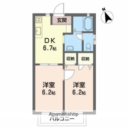 ベルセ南梅本 201｜愛媛県松山市南梅本町(賃貸アパート2DK・2階・40.54㎡)の写真 その2