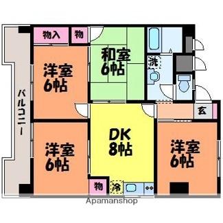 愛媛県松山市竹原２丁目（賃貸マンション4DK・10階・72.13㎡） その2