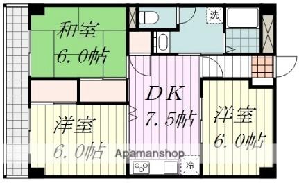 愛媛県松山市山西町(賃貸マンション3DK・2階・58.50㎡)の写真 その2
