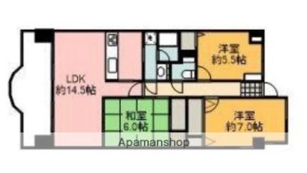 愛媛県松山市道後姫塚(賃貸マンション3LDK・3階・75.51㎡)の写真 その2