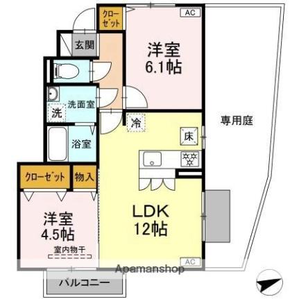 愛媛県東温市横河原(賃貸アパート2LDK・1階・51.54㎡)の写真 その2