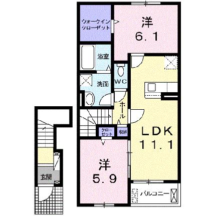 サンリット．ＦＪ　II 203 ｜ 愛媛県松山市和気町２丁目（賃貸アパート2LDK・2階・58.60㎡） その2