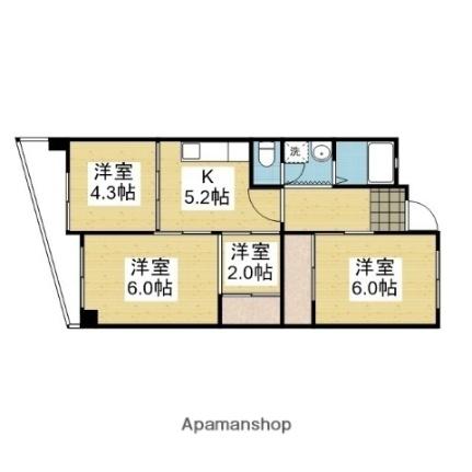 愛媛県松山市石手４丁目(賃貸マンション3K・1階・49.91㎡)の写真 その2